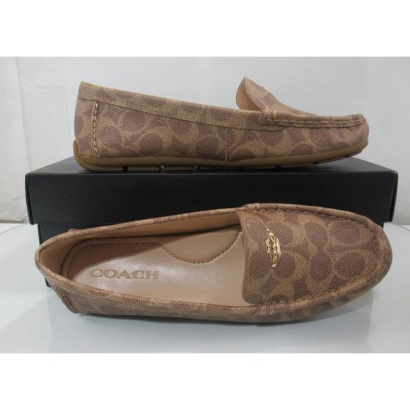 Coach Marley Coated Canvas Driver Signature C Slip On Moccasin Shoe Tan Size 7.5 - Picture 9 of 10